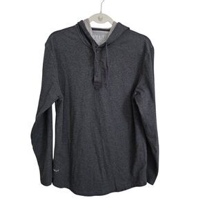 BYLT Sweatshirt Medium Gray Drop Cut Hooded Henley Long Sleeve Lux Pullover